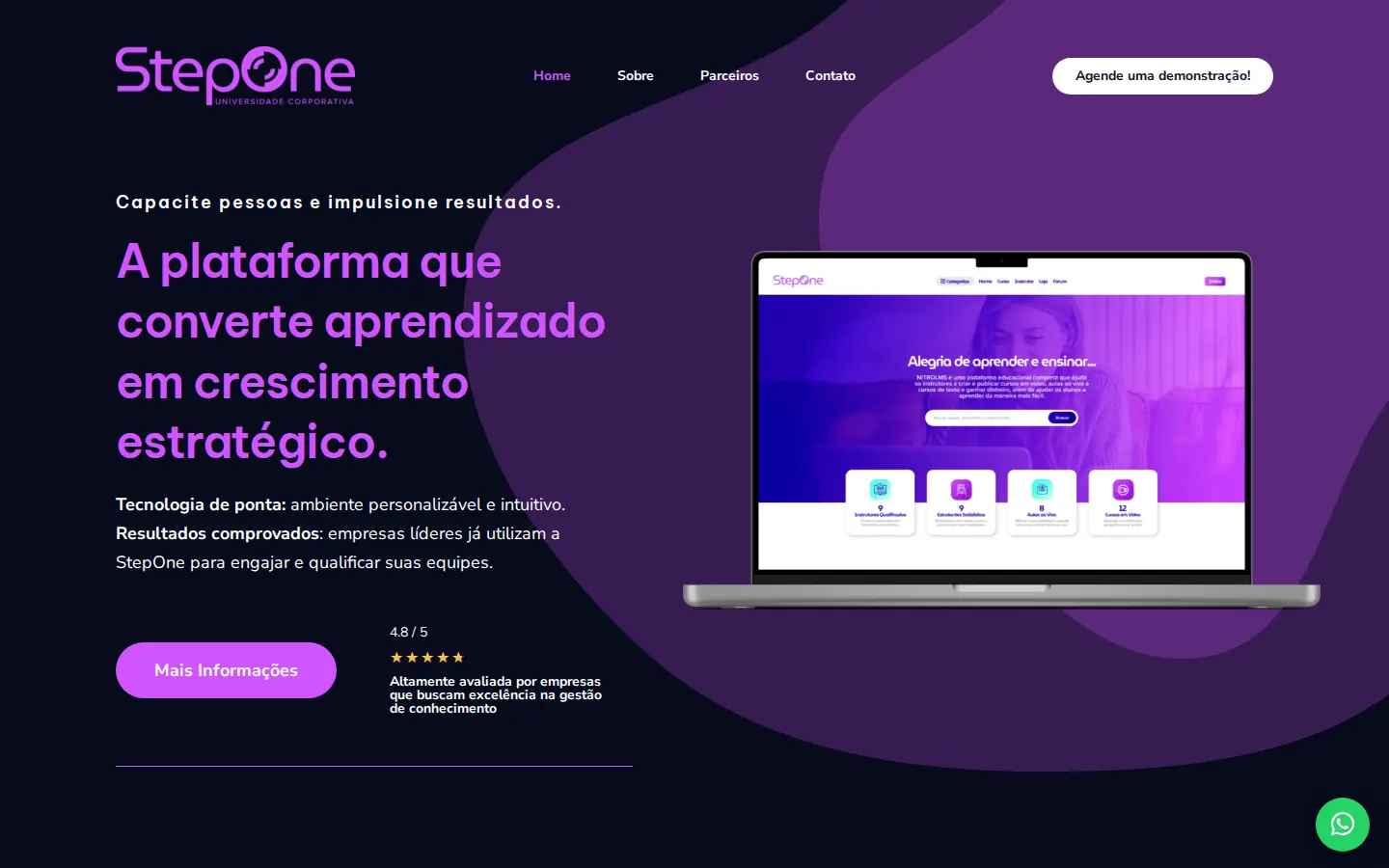 Home da StepOne — A plataforma que converte aprendizado em crescimento estratégico